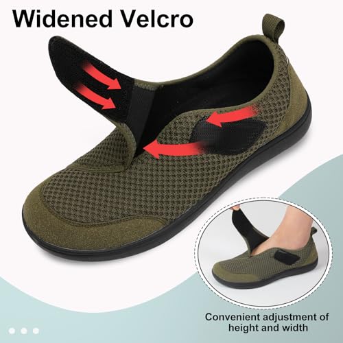 LeIsfIt Mens Walking Shoes Wide Diabetic Shoes Adjustable Barefoot Shoes Breathable Zero Drop Shoes Wide Width Arthritis Edema Shoes3
