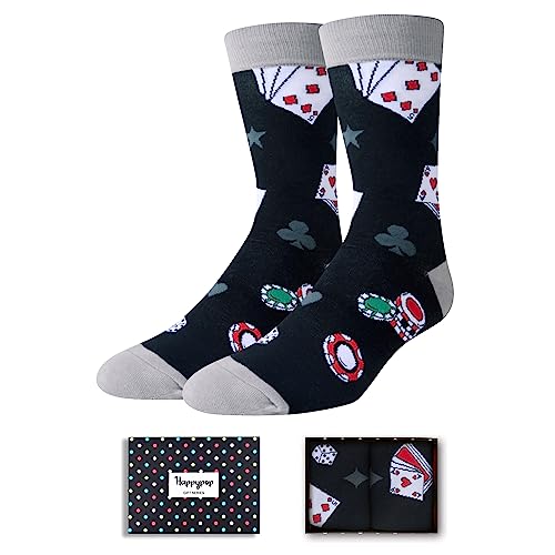 HAPPYPOP Casino Gifts for Men Women - Gambling Poker Gambler Las Vegas Gifts, Casino Poker Socks