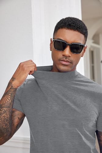 Image of COOFANDY Mens Mock Turtleneck Shirts Casual Premium Cotton Short Sleeve Shirt Basic Half Neck T-Shirts