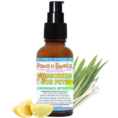 Non-Toxic Sunscreen for Pets, Protective Barrier Cream Non-Toxic Easy to Apply Formula Moisturize & Rejuvinate Cracked Paw Pads, Nose, or Skin. Supports Tissue Growth PawsnBoots Lemongrass