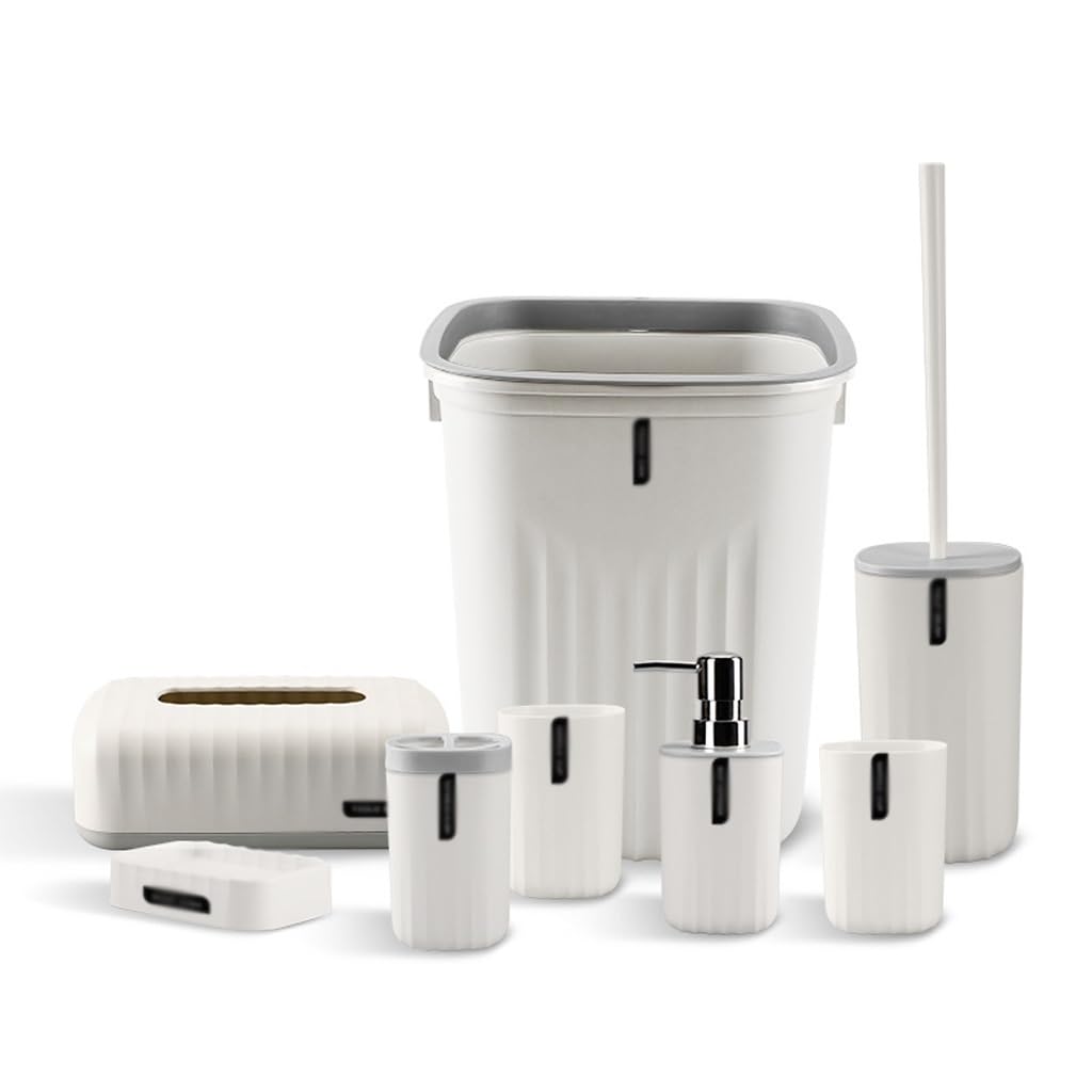 Hotel Home Bathroom Wash Pattern Eight-piece Solid Color Supplies Set