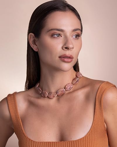 Large Red Brown Burgundy Resin Acrylic Beaded Choker Statement Necklace for Women by SNGIA, Maroon Chunky Spiritual Healing Costume Chain Link Collar Jewelry, Colorful Thick Bold Trendy Bohemian Mala Bead Preppy Retro Handmade Exaggerated Gifts, Bulky Vintage Unique Cute Baroque Summer Fall Winter Beach Fashion Nickle Free Charm Accessories2