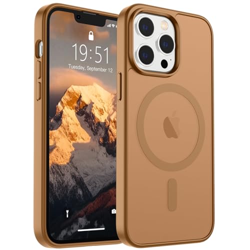 Image of SUPFINE Magnetic for iPhone 12 Pro Max Case (Compatible with MagSafe) (Military Grade Drop Protection) Slim Translucent Matte Shockproof with Anti-Fingerprint Phone Case,Brown