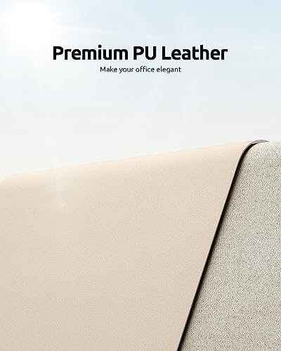 Image of YSAGi Leather Desk Mat, Large Mouse Mat, 60 x 35 cm, Beige