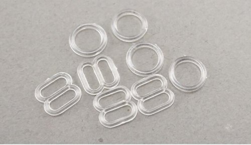 100Set Clear Plastic Invisible Lingerie Rings (8.5G) And Sliders (9G) Bra Bikini Rings (10Mm) #TOP1