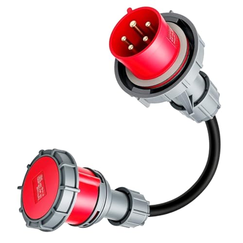Adaptador CEE conector industrial de 32A a 16A de 5 pines con cable resistente de 0.5m 3
