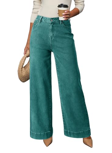 Image of Dokotoo Women's Casual High Waisted Jeans Stretch Wide Leg Loose Denim Pant