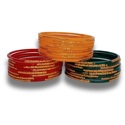 Laal Amrood Glass Bangles For Women & Girls Indian Jewelry Multi Color Chudi Set (24 Bangles)