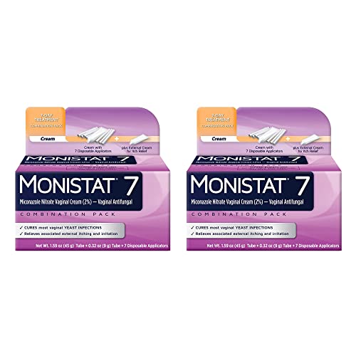 Monistat 7-Day Yeast Infection Treatment | Cream + External Itch Relief Cream | Pack of 2