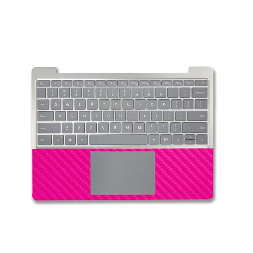 Image of MightySkins Carbon Fiber Skin Compatible with Microsoft Surface Laptop Go 3 (2023) Full Wrap Kit - Solid Hot Pink | Protective Durable Textured Carbon Fiber Finish | Made in The USA