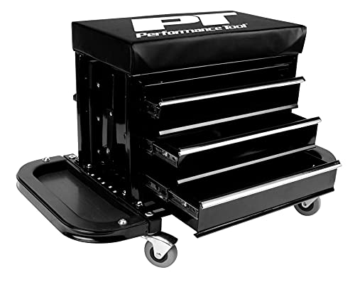 Performance Tool W85025 3-Drawer Rolling Tool Chest Seat With Magnetic Side Trays