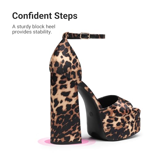 Image of DREAM PAIRS High Heels Chunky Block Platform Heels for Women Ankle Strap Sexy Open Square Toe Heels Dressy Pumps Sandals