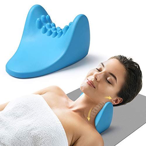 Cervical Neck Stretcher for Pain Relief, Neck Relaxer Neck Traction Device Pillow with Massage Point for Muscle Relax Management and Cervical Spine Alignment Neck Curve Chiropractic Pillow