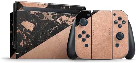 Skinit Decal Gaming Skin Compatible with Nintendo Switch Bundle - Rose Gold Marble Design