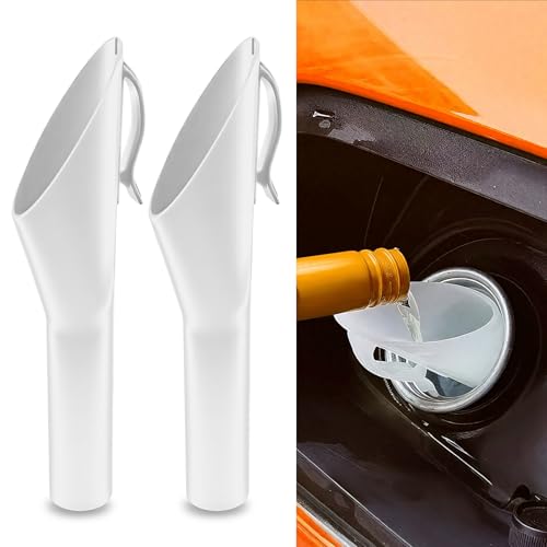 Surosha 2PCS Capless Gas Tank Funnel, Funnel for Automotive Use, Fuel Tank Filler Tube Neck Sleeve, Plastic Car Fuel Filling Accessories for Ford, Replace OEM #8U5A-17B068-EB, 1782177, 1833948 (White)