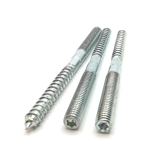 Image of Hanger Bolt M8x110 Silvery Double Headed Bolt Self-Tapping Screw with Hexagon for Furniture 8Pcs