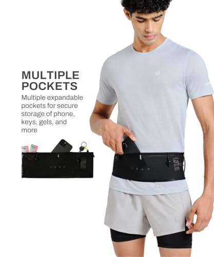 Image of TEGO Pacer Running Belt | Bounce-Free Tubular Run Belt with Expandable Pockets | 4-Way Stretch | Jacket /Pole Carry Straps | Reflective Details | Lightweight 62g | Trail & Road Running Waist Pack
