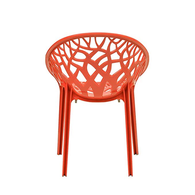 Image of SkyGlamour Neelkamal Crystal Plastic Chair | Chairs for Home, Living Room, Garden, Patio Durable Indoor & Outdoor |Plastic Chair Set of 2; Colour: Red