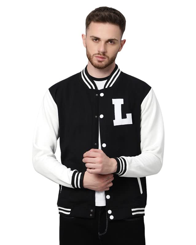 Image of BE SAVAGE Men's Cotton Blend Standard Length Varsity Jacket