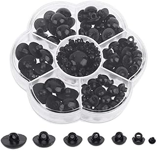 Doll Eyes Sew on Button DIY Craft Animal Doll Plastic Safety Eyes Assorted Size with Storage Box 182 Pcs 6-17mm