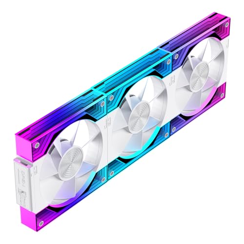 Image of Interstellar V3 120mm PC Case Fan Infinity Mirror Module Daisy-Chain 120mm RGB PWM Fan Triple Pack Suitable for Computer Case & 360mm AIO Cooler(White-3Pack