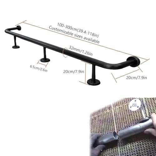 Pasamanos de escalera industrial con barra de acero inoxidable y kit 6