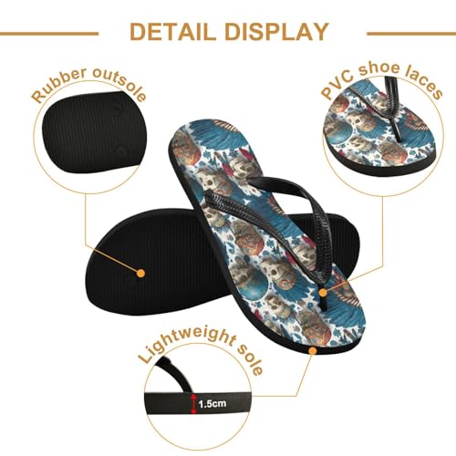 Flip Flop Sandals Tribal Skulls Print for Women Men Beach Outdoor XS3