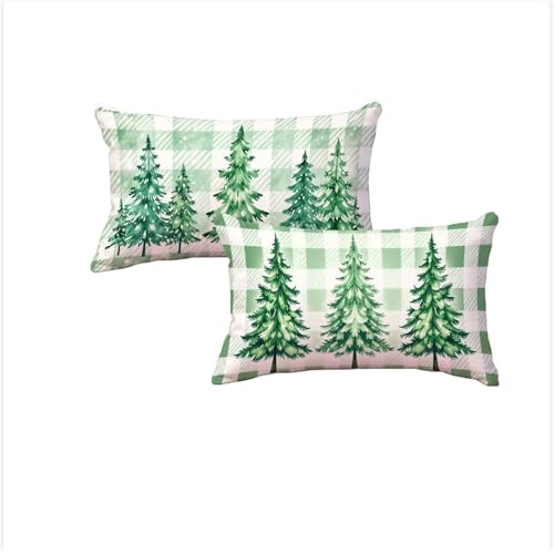 Housse coussin 50x80 vert Noël taie oreiller rectangulaire - 2