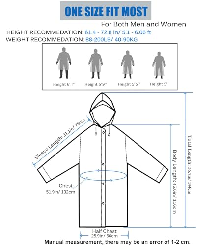 HLKZONE Raincoat, 2 Pack Rain Ponchos for Adults Travel Rain Jacket Packable Rain Coats for Women with Drawstring Hood
