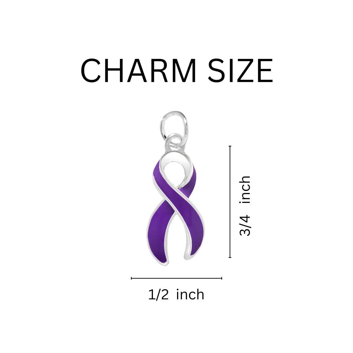 Large Purple Ribbon Shaped Charm for Alzheimer’s, Domestic Violence, Epilepsy, Pancreatic Cancer Awareness, Jewelry Making, DIY Projects, Support Groups, Fundraisers, & More! (1 Charm)