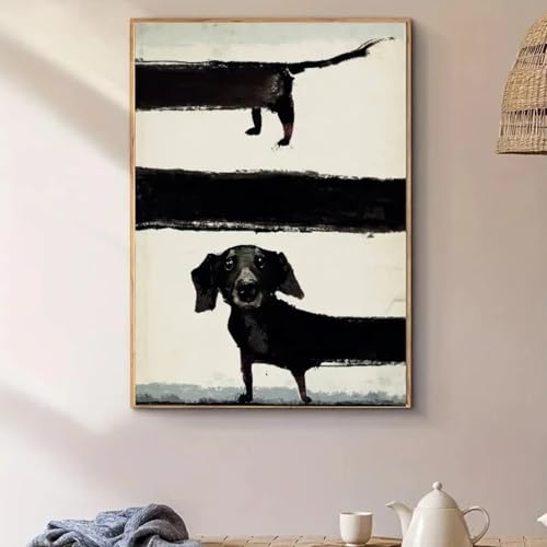 Chien noir impression abstraite 30x40cm affiche d'art mural drôle pour salon - 3