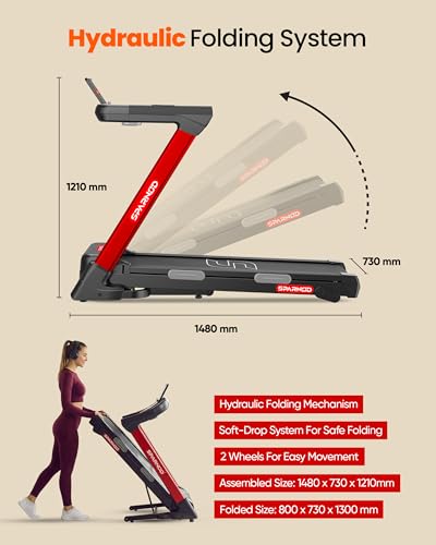 Image of Sparnod Fitness Z Auto Incline Treadmill for Home Use, 6HP BLDC Motor, 20% Auto Incline, 1-14 km /h Speed, Shock Absorbing Surface, Bluetooth Speaker, LED Display, Hydraulic Foldable, 120kg Capacity
