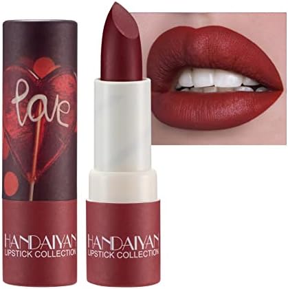 Rossetto opaco Rossetto idratante a lunga durata Rossetto rosso sexy Velluto rosa Rossetto cosmetico da donna (Rosso scuro)