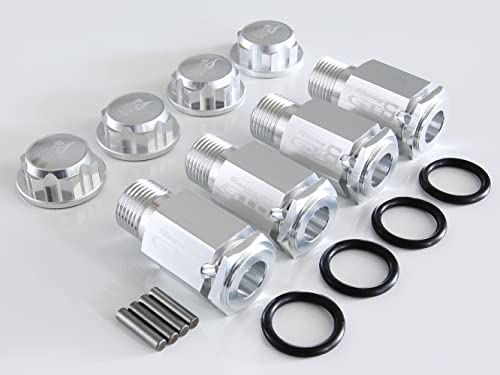 GTBRacing CNC Aluminum 50mm Wheel Hub Extenders + Nut Cap for 1/5 RC Car LOSI Desert Buggy DBXL MTXL DBXL-E V1.0/2.0 Upgrade Part (Extender+Nut Silver)