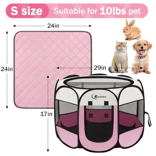Siedihit Cercadinho Rosa Para Cachorros E Gatos Médios, Gaiolas Dogstent Para Ambientes Internos/Ext