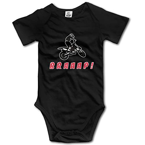 Braap Biker Motocross Baby Boys Or Girls 100% Organic Cotton Layette Bodysuit 0-24M Black