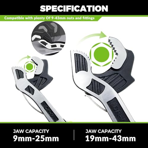 Llave ajustable, llave flexible autoajustable, acero al cromo vanadio duradero para mantenimiento mecánico y reparación de automóviles, 12 pulgadas de longitud
