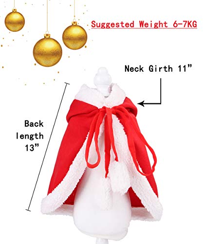 Ixiaopet Cat Santa Christmas Hat, Pet Clothing Christmas Costume Red Santa Cloak Poncho Cape With Xmas Hat, Head Wear Accesories Christmas Costume Outfits For Pet Cats Dogs,Large #TOP2