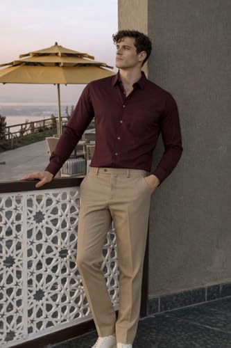 Image of Louis Philippe Men's Slim Fit Bamboo Blend Sustainable Stretch Young Formal Shirt