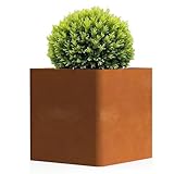 BHCORTEN Corten Steel Planter Box 26" L x 26" W x 26" H,Large Metal Square Planter for Outdoor Plants,Metal Cube Flower Pot with Drainage Hole for Porch Hotel Patio Yard