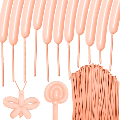 Image of 100Pcs Pastel Orange 260 Balloons, Long Balloon for Tying Balloon Arch, Long Skinny Balloons for Twisting Ballons Animal balloons Birthday Party Wedding Festival Decorations