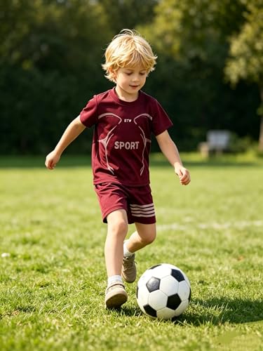 Image of Boys Clothes Short Set 6 Piece Outfit Athletic T-Shirt and Quick Dry Shorts Kids Summer Clothing Set Size 3-14