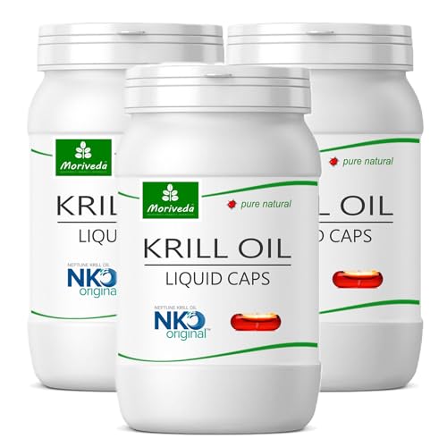 MoriVeda NKO® Krillöl Kapseln 270 I mehrfacher Testsieger I hochdosiertes Omega 3-6-9, Astaxanthin, Antioxidantien, Vitamin E, Cholin, Phospholipide, 100% antarktisches Krill Öl I 3x90 Softgel Kapseln