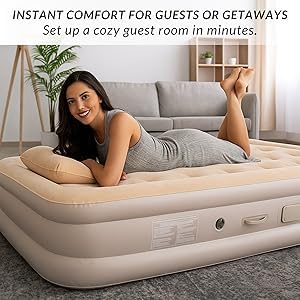 Image of Single Sofa Bed, Inflatable Mattres with Free Electric Pump, Quick-Inflation /Deflation Guest Air Mattress, Blow Up Bed for Home Camping Versatile- Luxury Sofa Bed Cum Folding, Long-Lasting (A+A)