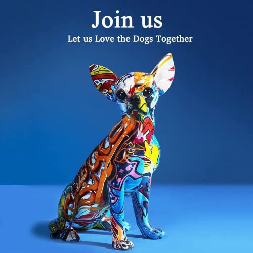 Chihuahua State Creative Graffiti Art Multicolor Dog Splash Color Doll Resin Statue Indoor Modern Home Decoration #TOP6