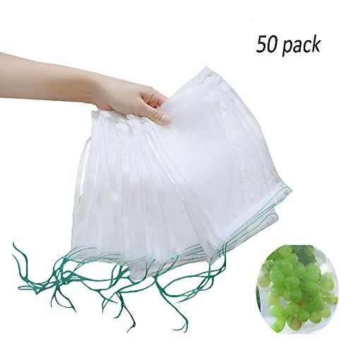 Cugbo 50Pcs 12" X 8"Insects Mosquito Net Barrier Bug Netting Bag Garden Plant Flower Fruit Protect Bag Grains Seed Carrier Bag #TOP1