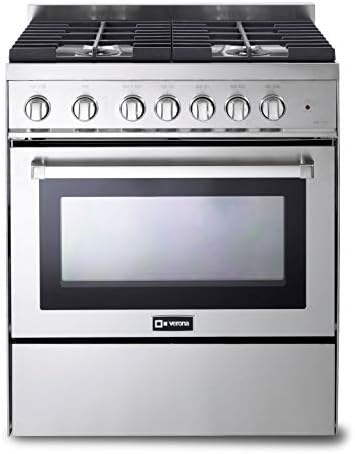 Verona VEFSGG304NSS 30" Freestanding All Gas Range 4 Sealed Burners Convection Oven Storage Drawer Stainless Steel