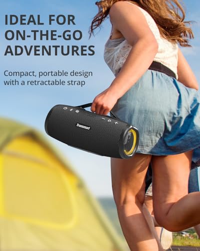 Tronsmart Mirtune S100 Portable Bluetooth Speaker, 50W Punchy Bass &Clear Treble, Retractable Handle, 20H Playtime, IPX7 Waterproof, Customize EQ for Outdoor, Camping,Beach(Black)