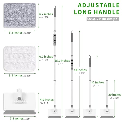 Baseboard Cleaner Tool with Handle, 55.9’’ Baseboard Cleaner with Extendable Handle, Wall Cleaner for Baseboard, Wall, Ceiling, with 4 Reusable Cleaning Pads