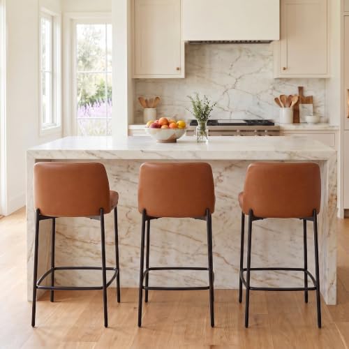 Image of 26 Inch Counter Height Bar Stools Set of 3, Modern Barstools, Brown
